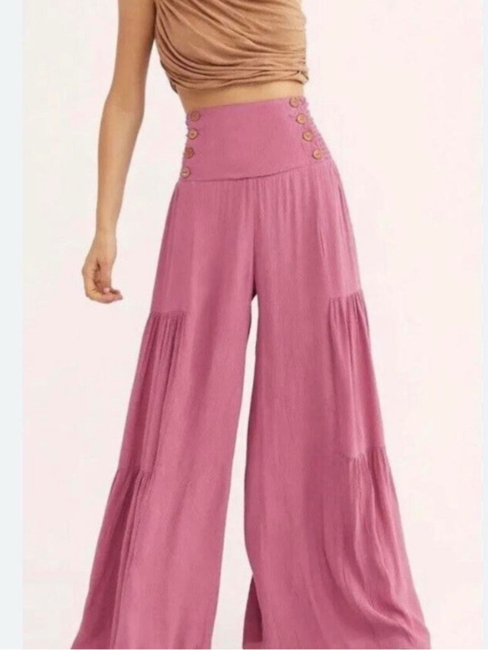 Free people sailor High-Waist Wide Leg Pink Palazzo Pants
